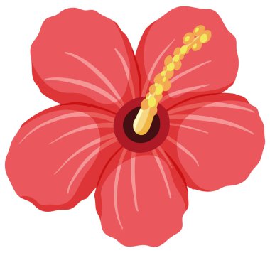 Beyaz arkaplan illüstrasyonunda kırmızı çiçek