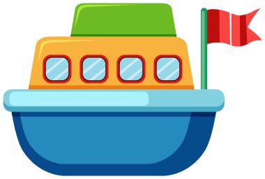 One toy boat on white background illustration clipart