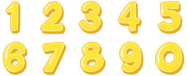 Beyaz arkaplan illüstrasyonunda birden sıfıra yazı tipi tasarımı