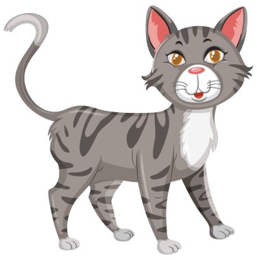 Beyaz arka plan illüstrasyon üzerinde şirin kedi