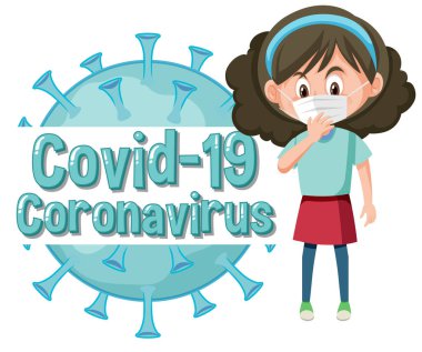 Coronavirus poster tasarımı. Hasta kız maske takıyor.