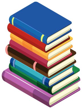 Beyaz arkaplan resimlemesi üzerine kitap yığını