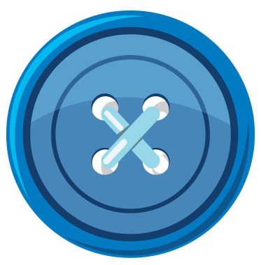 Beyaz arkaplan illüstrasyonunda mavi yuvarlak düğme