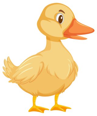 Beyaz arkaplanda sevimli bir ördek yavrusu