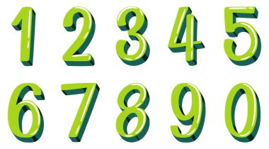 Beyaz arkaplan illüstrasyonunda bir numaradan sıfıra yazı tipi tasarımı