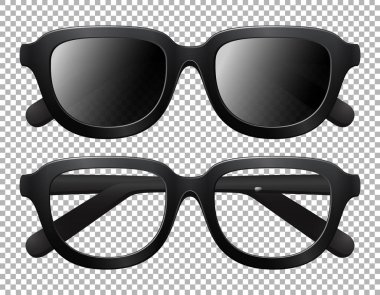 Saydam arkaplan illüstrasyonunda iki çift gözlük