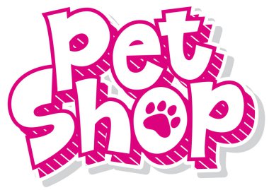 Pembe renkli illüstrasyonla evcil hayvan dükkanı için yazı tipi tasarımı