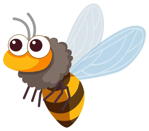 One Cute Little Bee Flying Illustration — Stock Vector