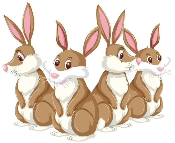 Brown Bunnies White Background Illustration — Stock Vector