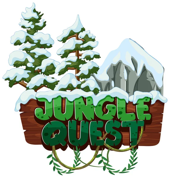 Conception Polices Pour Word Jungle Quest Avec Neige Sur Les — Image vectorielle