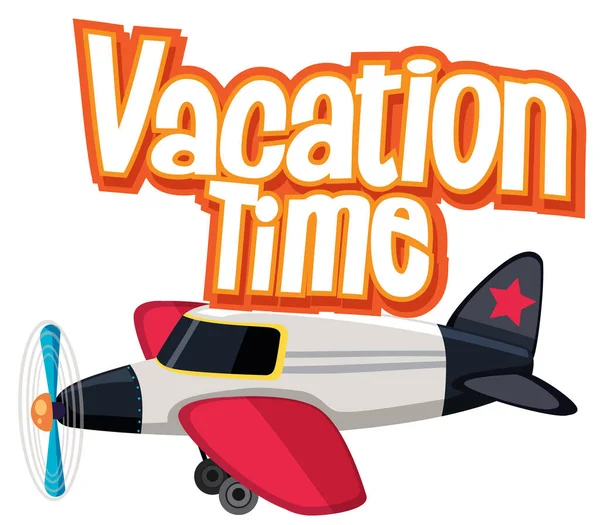 Font Design Template Word Holiday Time Airplane Flying Illustration — Stockový vektor