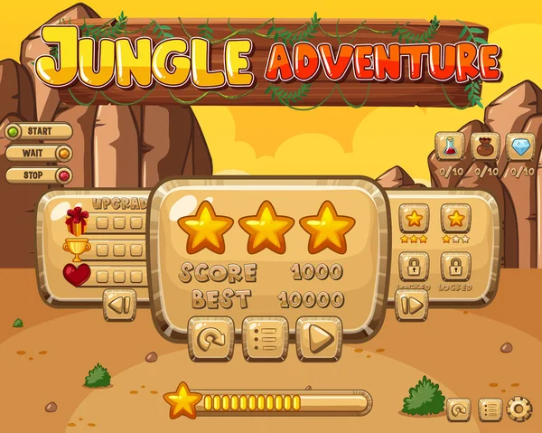 Modèle Jeu Design Avec Jungle Aventure Thème Illustration — Image vectorielle