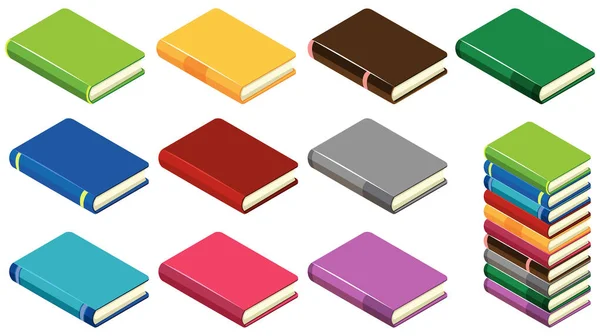 Livres Avec Des Couvertures Couleurs Différentes Illustration — Image vectorielle