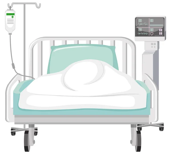 Hospital Bed White Background Illustration — Stock Vector