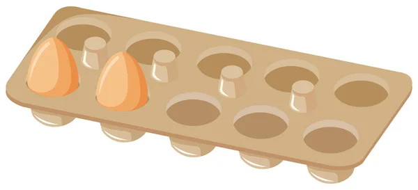 白い背景のイラストで2個の卵とトレイ — ストックベクタ