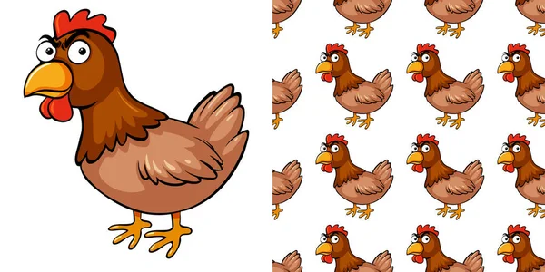 Diseño Fondo Sin Costuras Con Ilustración Pollo Marrón — Vector de stock