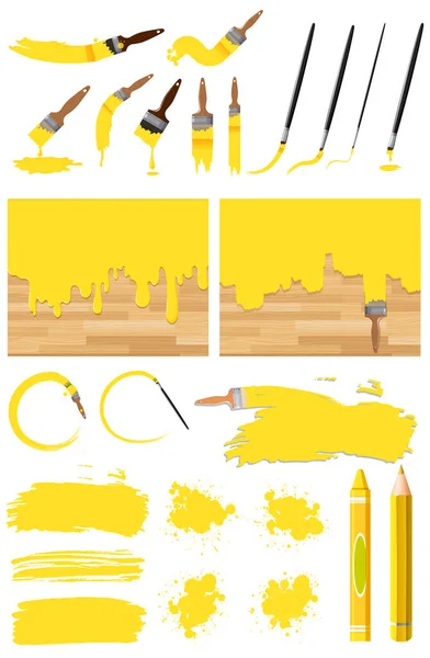 Διαφορετικός Σχεδιασμός Της Ζωγραφικής Ακουαρέλα Κίτρινο Λευκό Φόντο Εικονογράφηση — Διανυσματικό Αρχείο