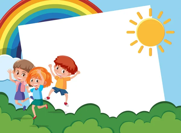 Vzor Šablony Design Šťastnými Dětmi Zahradě Ilustrace — Stockový vektor