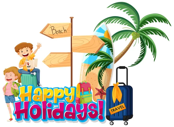 Wzór Czcionki Dla Word Happy Holidays Happy Tourists Ilustracja — Wektor stockowy