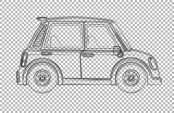 Outline drawing of small car on transparent background illustration