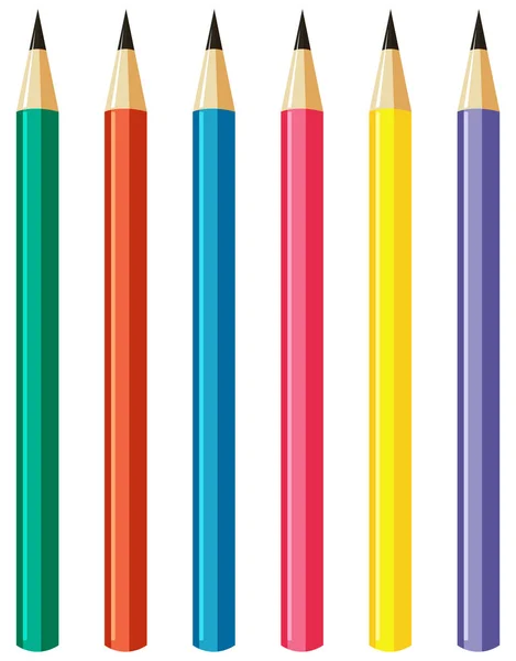 Set Pencils Different Color Sticks Illustration — Stock Vector