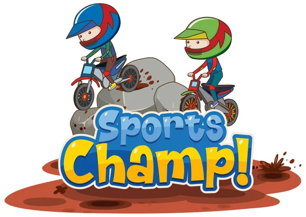 Plantilla Diseño Fuente Para Campeón Deportes Palabras Con Ilustración Deporte — Vector de stock