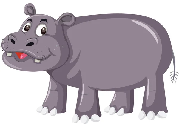 Hipopótamo Lindo Sobre Fondo Blanco Ilustración — Archivo Imágenes Vectoriales