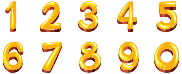 Дизайн шрифта для чисел от 1 до 0 на белом фоне иллюстрации
