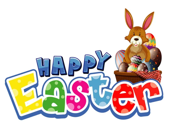 Veselé Velikonoce Písmo Design Velikonoční Zajíček Vejce Ilustrace — Stockový vektor
