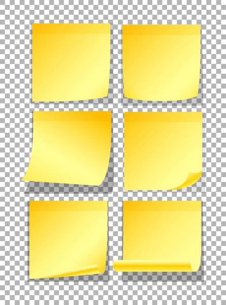 Seis Papéis Amarelos Ilustração Parede —  Vetores de Stock