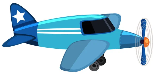 Blue Airplane Flying White Background Illustration — Stock Vector