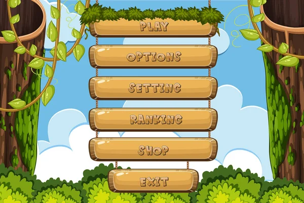 Computer Screen Template Game Different Menu Bars Illustration — Stock Vector