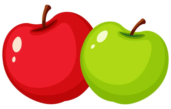 Manzanas Rojas Verdes Sobre Fondo Blanco Ilustración — Vector de stock