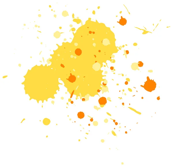 Watercolor Respingo Amarelo Sobre Fundo Branco Ilustração — Vetor de Stock