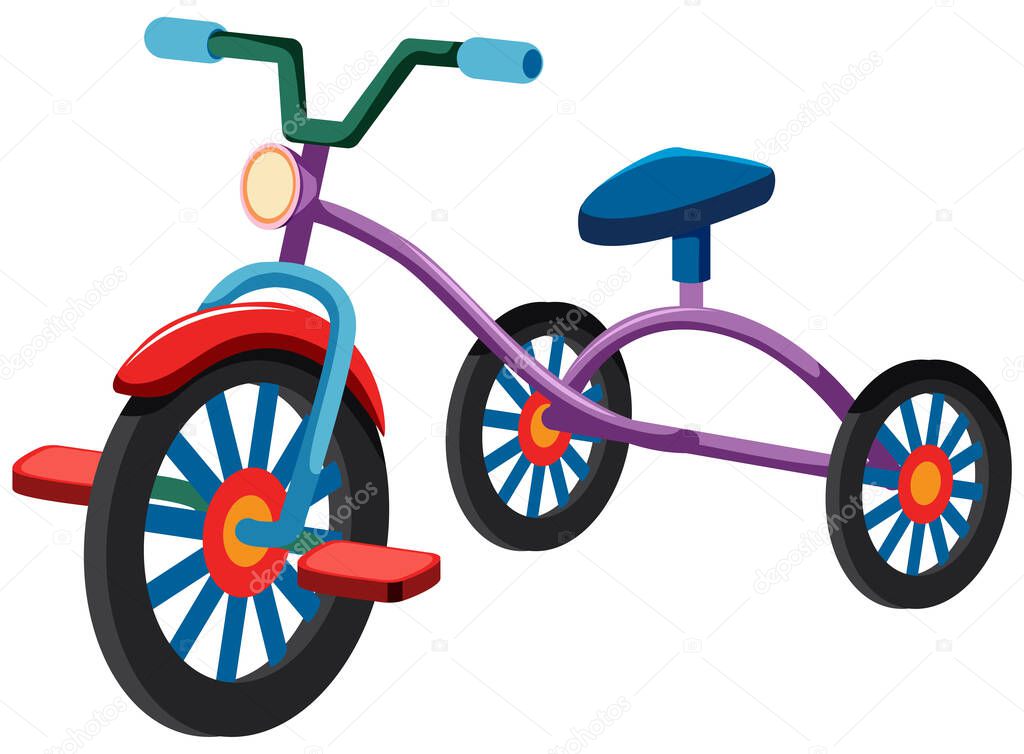 One tricycle on white background illustration