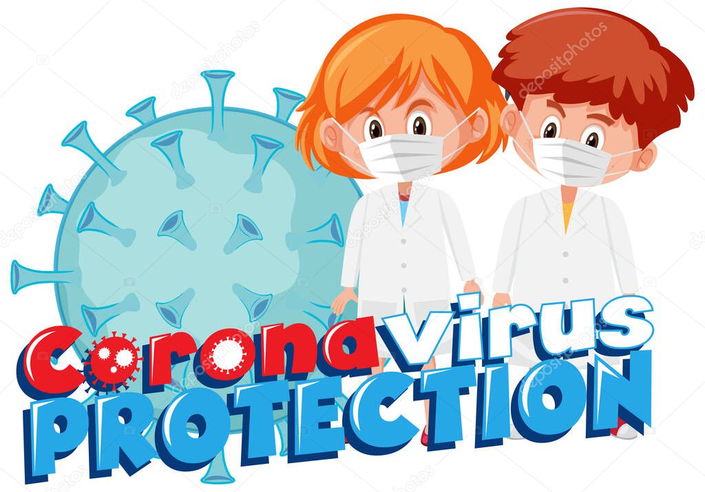Doctor with Corona virus protection sign illustration