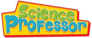 Beyaz arkaplan illüstrasyonunda fen bilimleri profesörü için yazı tipi tasarımı