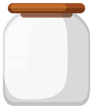 Beyaz arkaplan illüstrasyonunda tahta kapaklı cam kavanoz