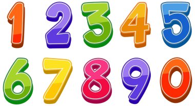 Beyaz arkaplan illüstrasyonunda bir numaradan sıfıra yazı tipi tasarımı