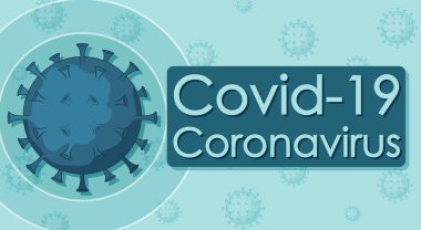 Mavi arkaplanda virüs hücresi olan Coronavirus poster tasarımı