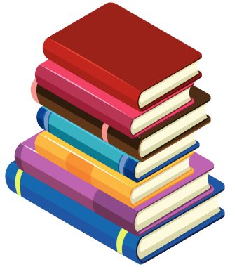 Beyaz arkaplan resimlemesi üzerine kitap yığını