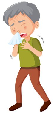 İllüstrasyon yapan hasta yaşlı bir adam.