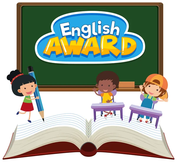 Background Design English Award Kids Classroom Illustration — Stock Vector