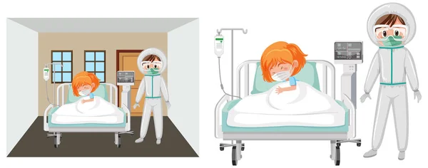 Covid Pacient Ilustraci Nemocnice — Stockový vektor