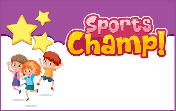 Background Template Design Happy Children Word Sports Champ Illustration — Stock Vector