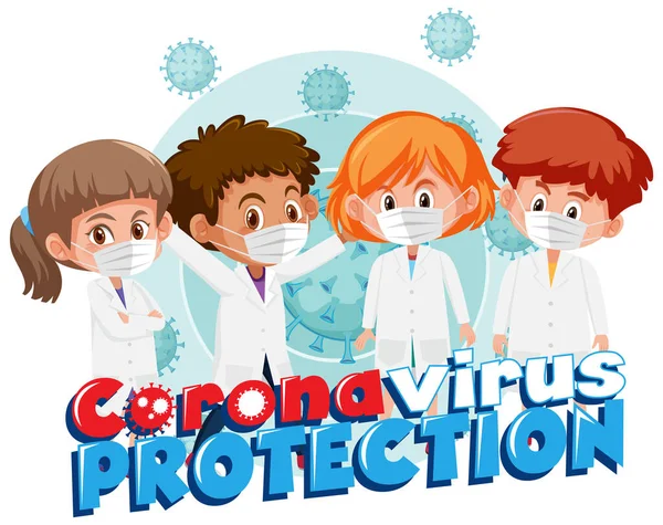 Kelompok Dokter Dengan Corona Tanda Virus Ilustrasi - Stok Vektor