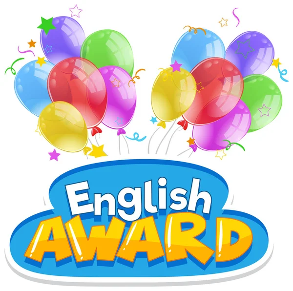 Schrift Design Für Word English Award Mit Bunten Luftballons — Stockvektor