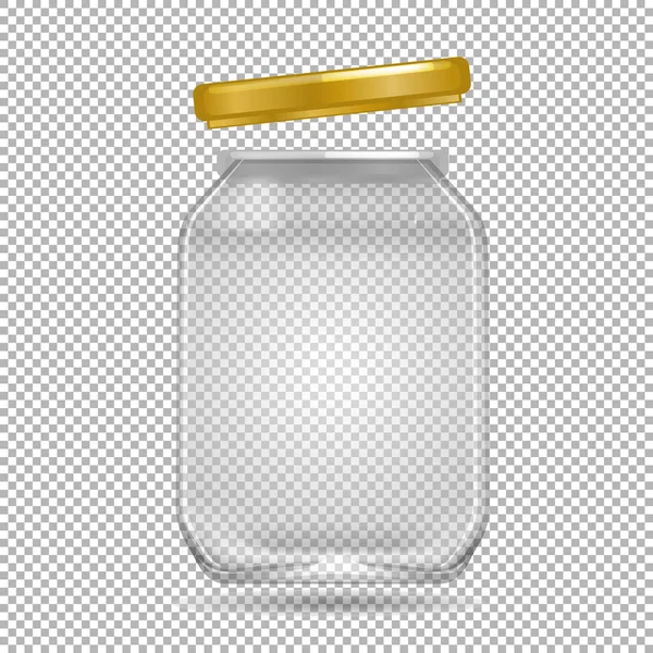 透明な背景イラストの上に黄色の蓋付きクリアガラス瓶 — ストックベクタ