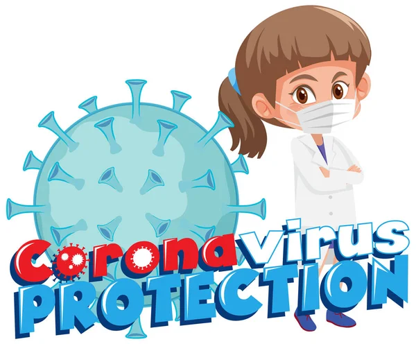 Läkare Med Corona Virus Skydd Tecken Illustration — Stock vektor
