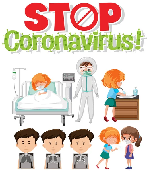 停止Corona病毒卡通字符图解 — 图库矢量图片